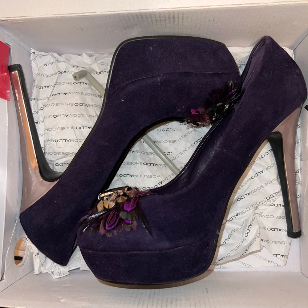Aldo Dark Purple Embellished Flats